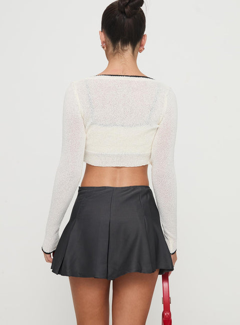 back view of model wearing Princess Polly Little Bow Peep Mini Skirt Grey Mini Skirts 