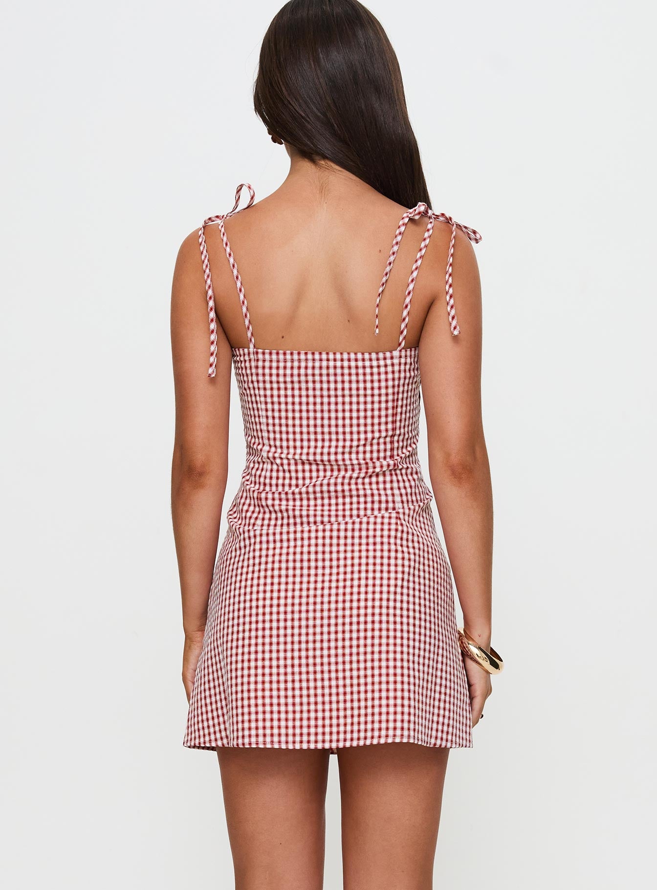 Burkes Mini Dress Red Check | Princess Polly Burkes Mini Dress Red Check | Princess Polly