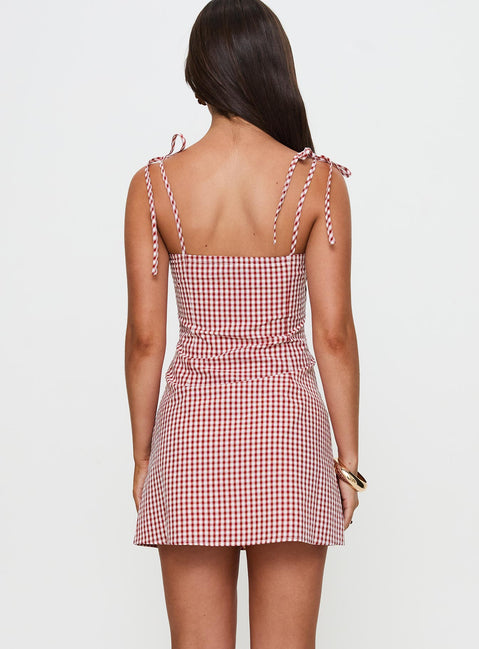 Burkes Mini Dress Red Check | Princess Polly Burkes Mini Dress Red Check | Princess Polly