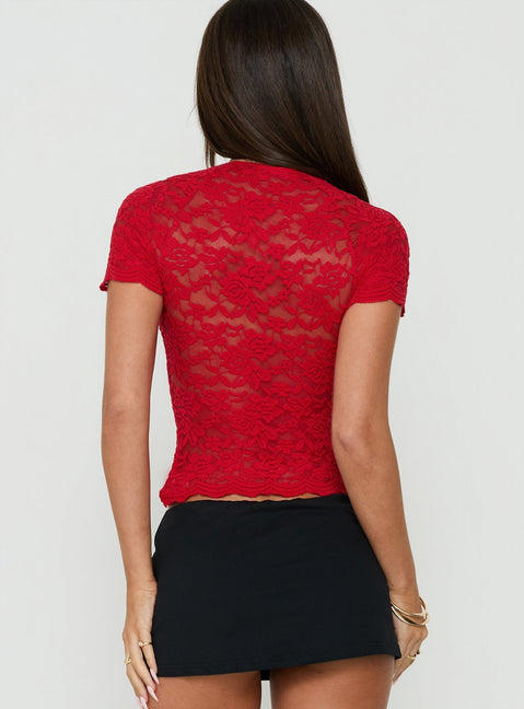 Giallo Lace Top Red