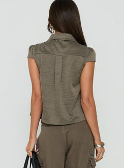 Lionetta Cap Sleeve Tweed Top Brown