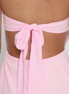 Rosamie Halter Mini Dress Soft Pink