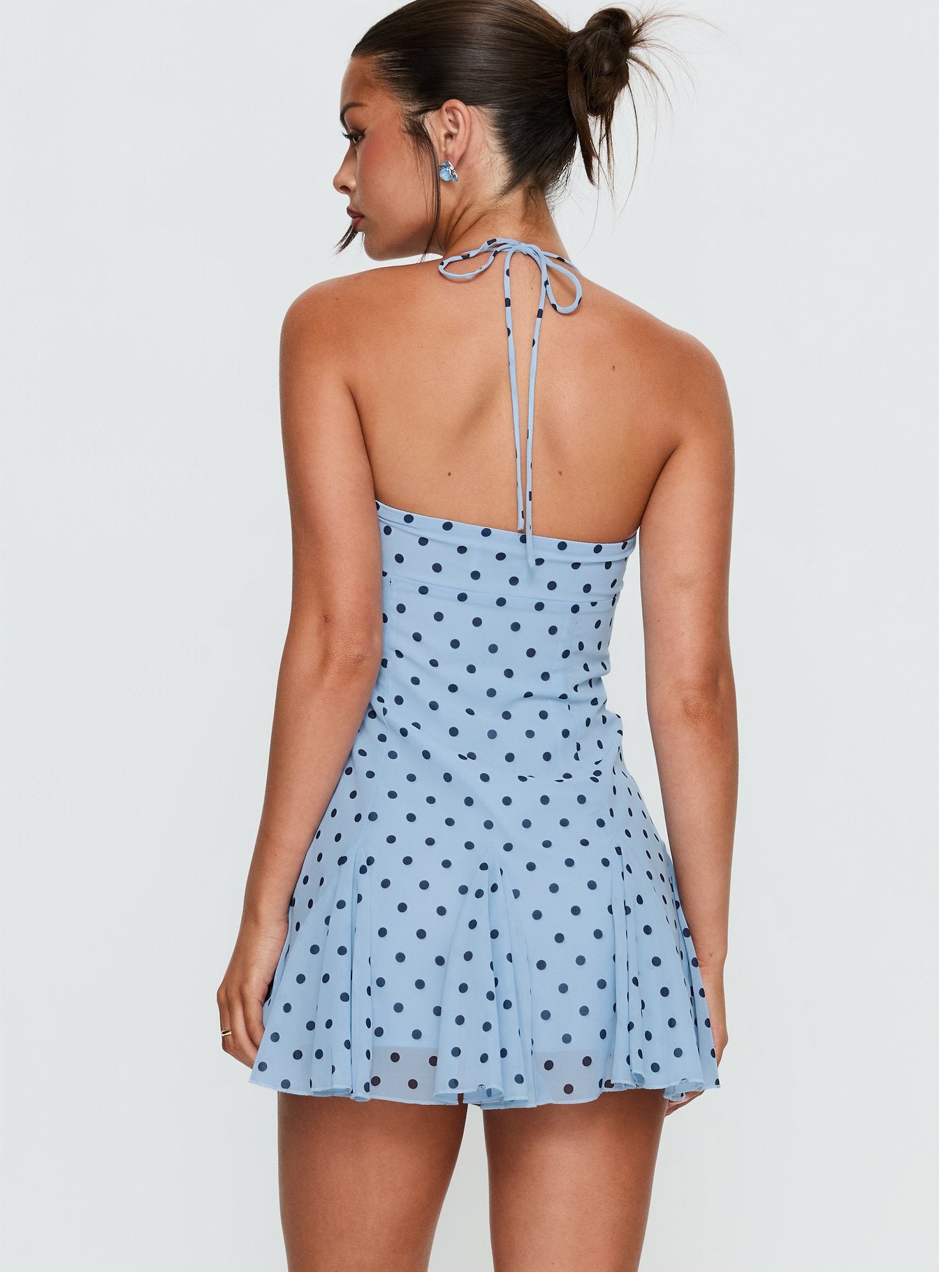 Delamere Mini Dress Blue / Navy Polka | Princess Polly