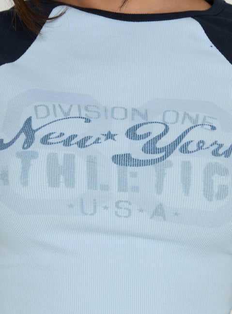 New York Love Raglan Graphic Top Blue / Navy