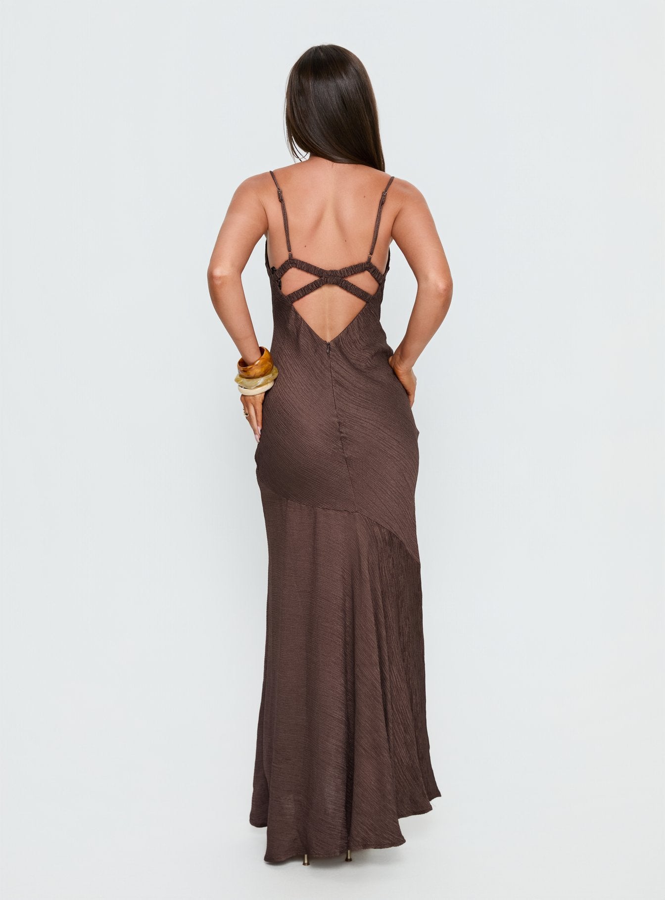 Makaia Balconette Maxi Dress Brown | Princess Polly Makaia Balconette Maxi Dress Brown | Princess Polly