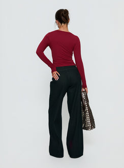 back view of model wearing Princess Polly Boxie Mid Rise Wide Leg Jeans Washed Black Mid Rise Jeans 