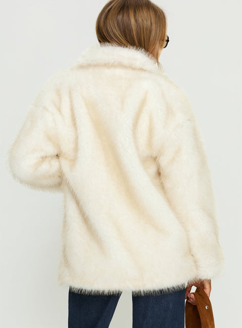 Clova Faux Fur Coat White
