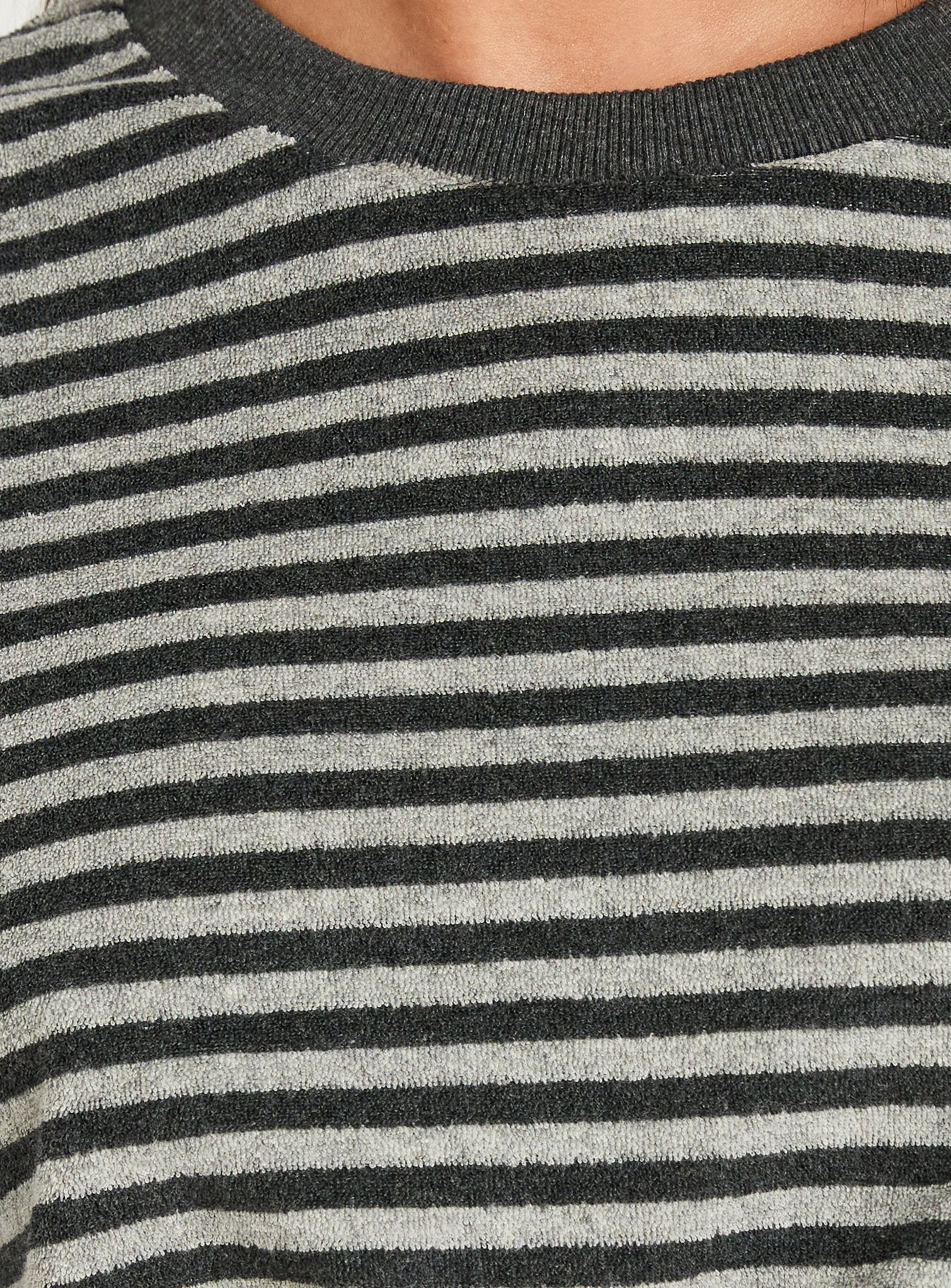 Selvina Terry Towelling Oversized Tee Grey Stripe