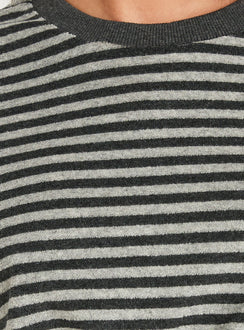 Selvina Terry Towelling Oversized Tee Grey Stripe