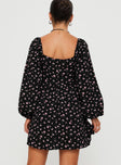 Darso Long Sleeve Mini Dress Black Floral