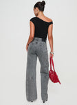 Jeans Zip and button front fastening, belt looped waist, faux cargo pockets, wide leg Non-stretch, unlined