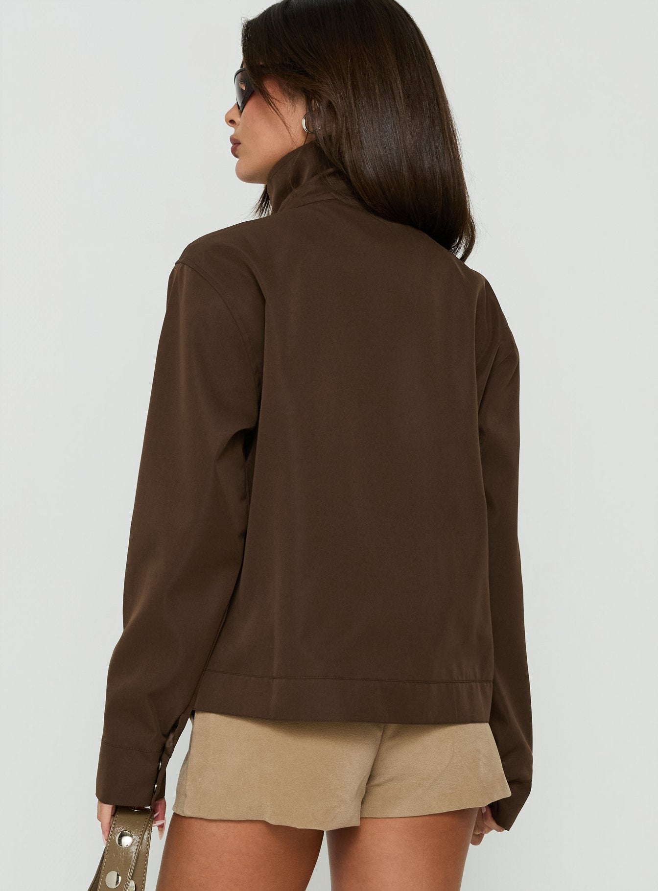 Imanie Funnel Neck Jacket Chocolate
