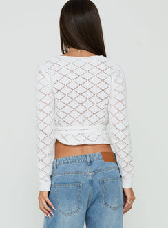 Lesla Crochet Wrap Cardigan White
