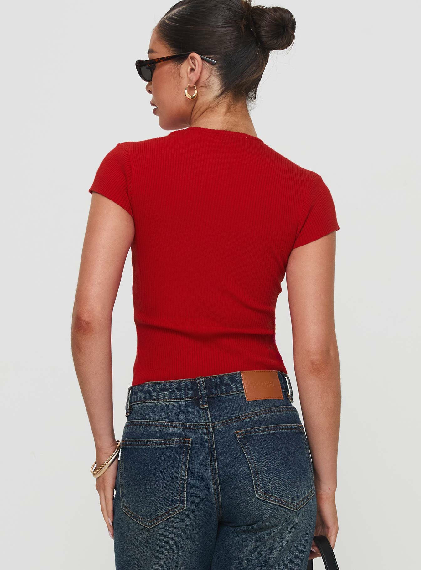 Suzu Knit Top Red | Princess Polly