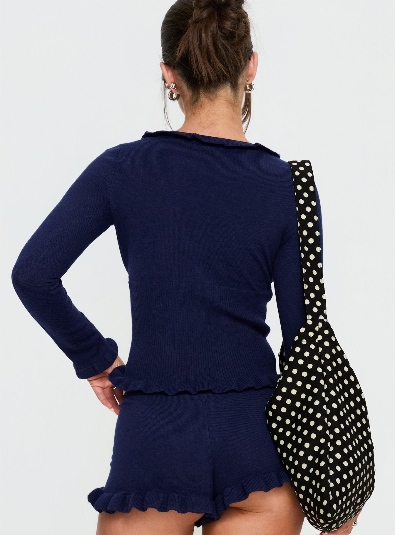 新品　sheller シェリエ　frill layered knit tops Ceria Frill Knit Long Sleeve Top Navy | Princess Polly