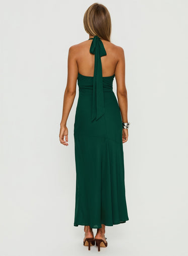 green emerald velvet dress Yessenia Halter Mini Dress Green main image 0