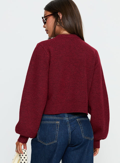 back view of model wearing Princess Polly Kammi Button Up Cardigan Red cropped 