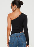 Halston One Shoulder Top Black