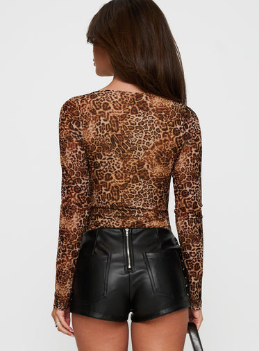 Elixia Long Sleeve Bodysuit Leopard