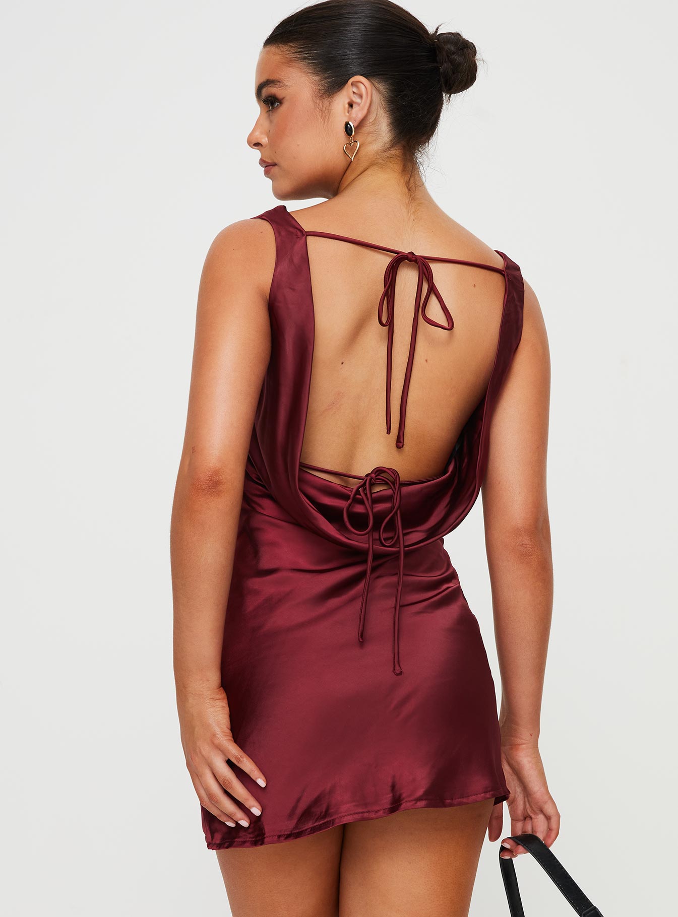 Burgundy satin outlet mini dress