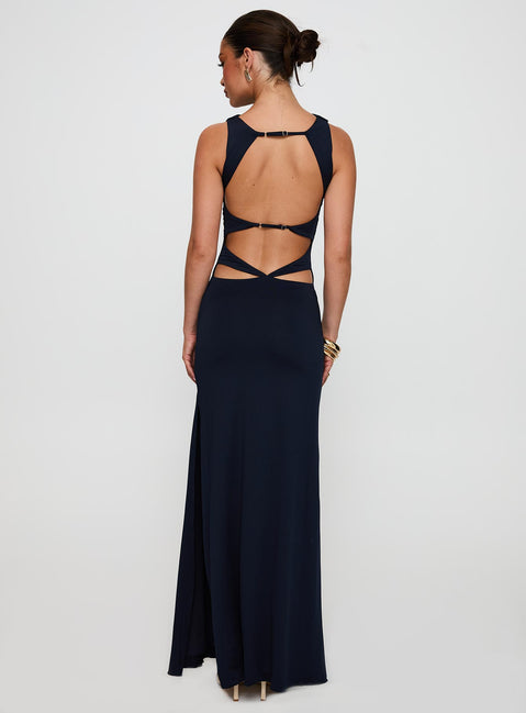 Undeniable Cut Out Maxi Dress | Navy | Womens | Princess Polly Lower Impact Undeniable Cut Out Maxi Dress | Navy | Womens | Princess Polly Lower Impact