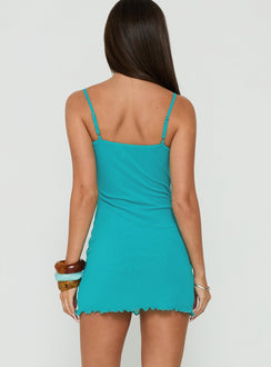 Daphie Beaded Mini Dress Aqua