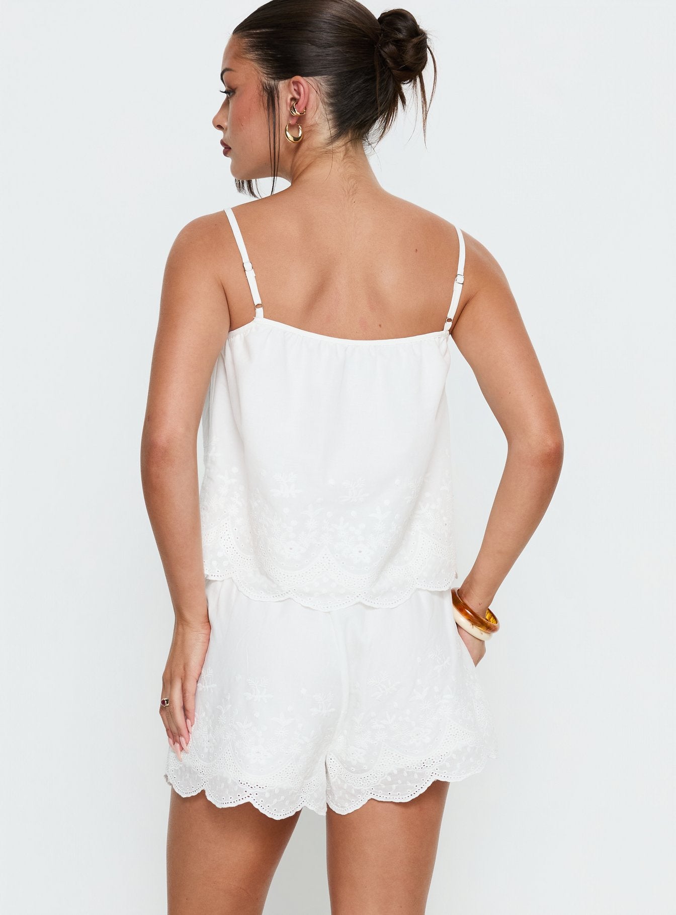 white dress shorts ladies Madison Avenue Embroidered Detail Shorts White