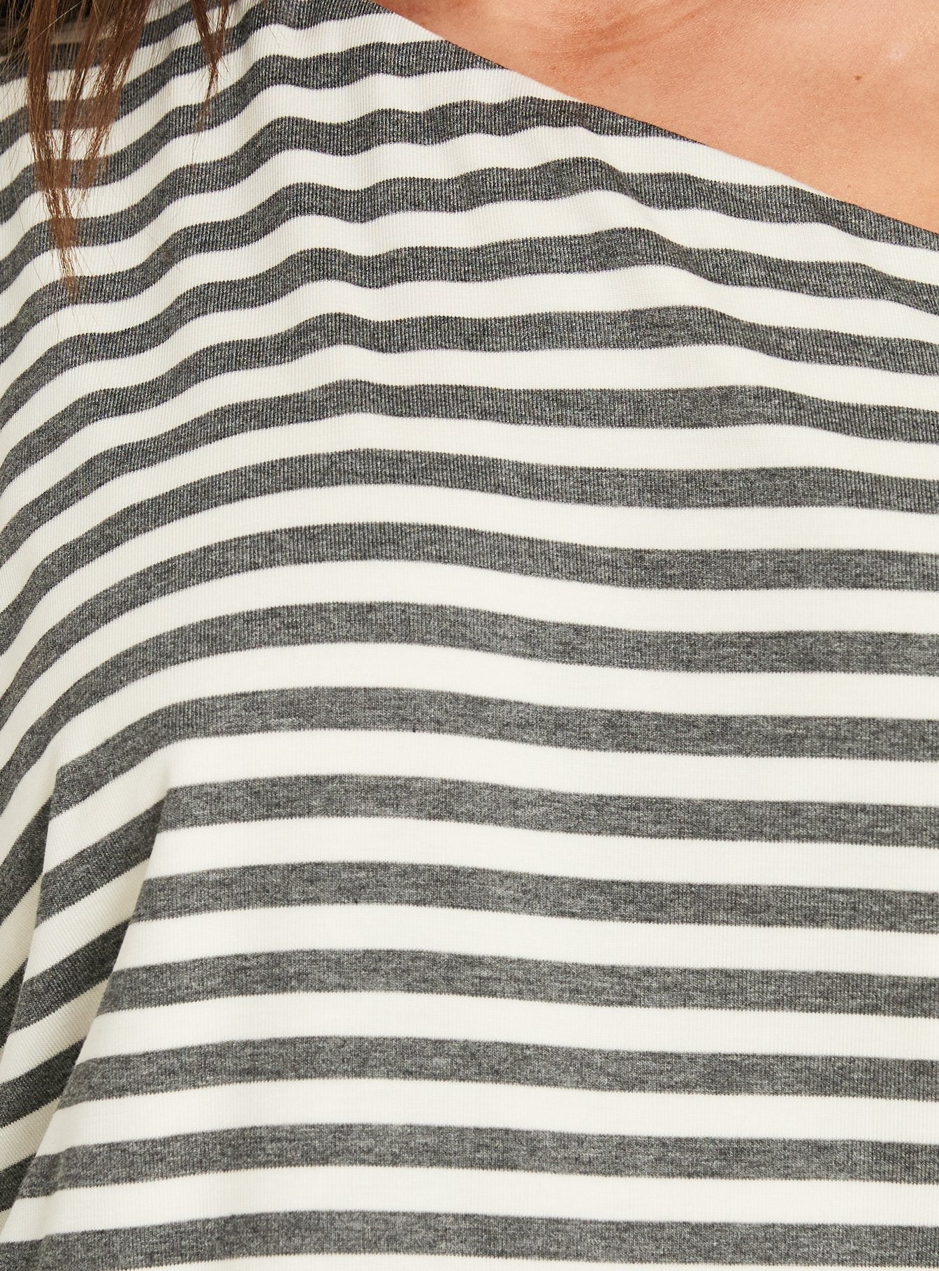 Jamelle Off Shoulder Mini Dress Charcoal / Cream Stripe