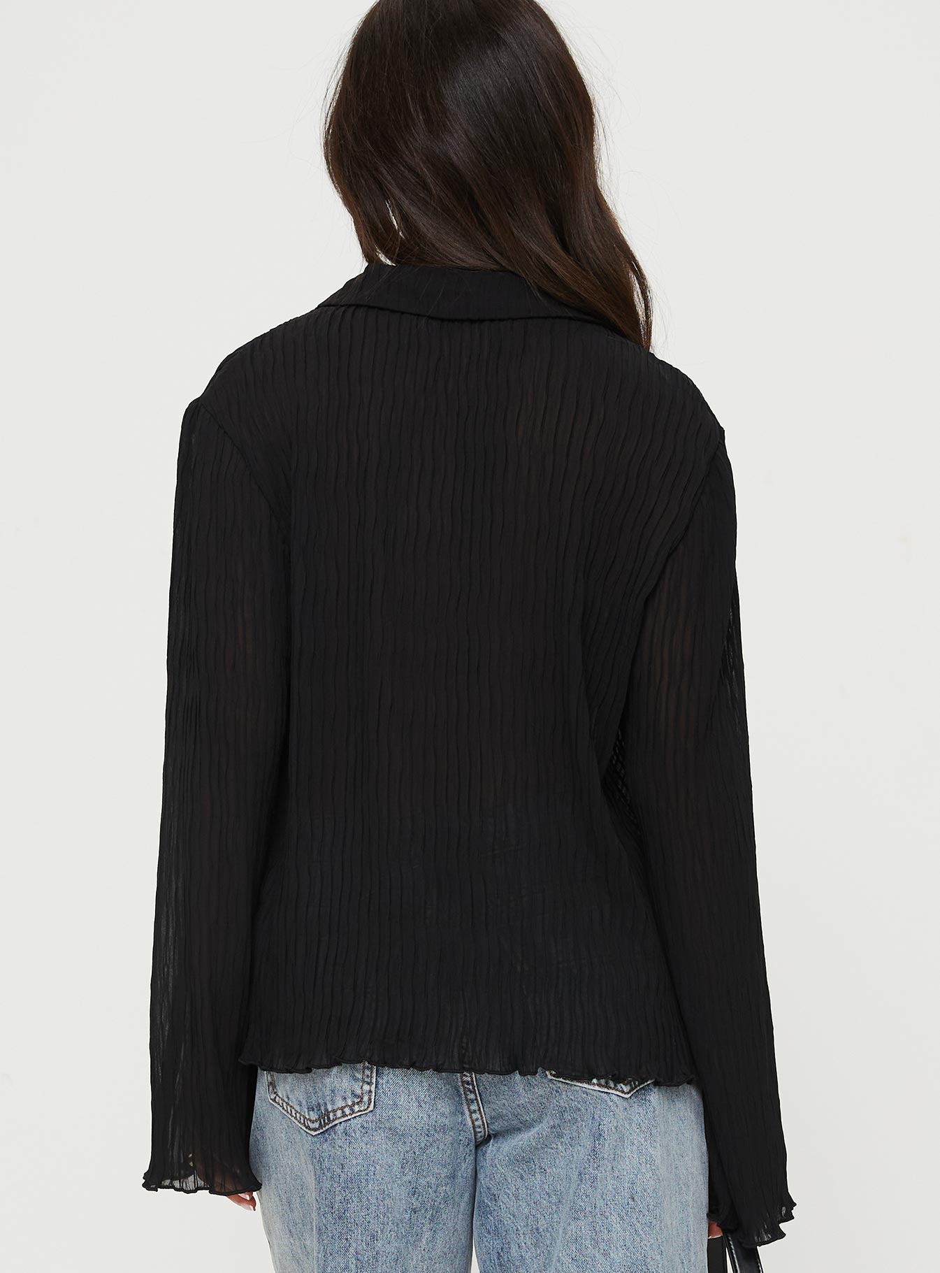 product Princess Polly Full Sleeves Crew Neck  Selma Shirt Black