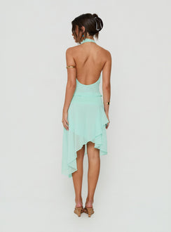 Evaleine Asymmetrical Chiffon Midi Skirt Blue