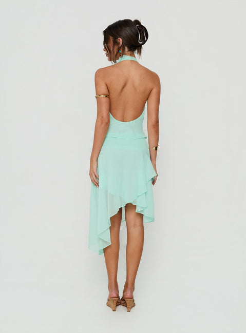 Evaleine Asymmetrical Chiffon Midi Skirt Blue