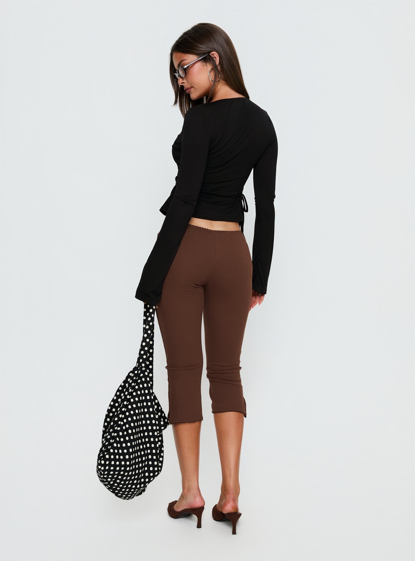 Baseline Rib Capri Pants Chocolate