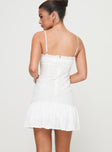 back view of model wearing Princess Polly Lindstrom Mini Dress White Square Neck 