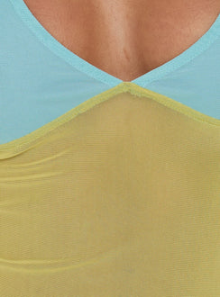 Lihat Sleeveless Contrast Top Yellow / Blue