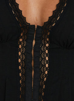 Zaylenna Lace Pleated Top Black