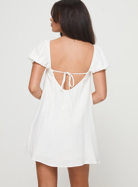 Beyond Linen Blend Mini Dress White | Princess Polly Beyond Linen Blend Mini Dress White | Princess Polly