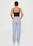 Front view of model wearing  front Princess Polly High Waisted Pants High Waisted Pants High Waisted Pants High Waisted Pants  Je T'adore Track Pant Pale Blue