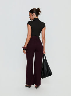 back view of model wearing Princess Polly Nicolo High Rise Straight Leg Jeans Currant High Rise Jeans 