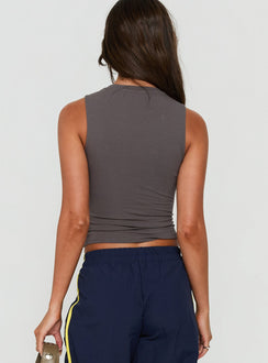 Camrynn High V Boxy Tank Top Slate