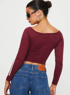 product Princess Polly Full Sleeves Square Neck  Gavya Top Adrenalin Red / White