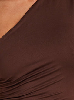 Gwenneth One Shoulder Maxi Dress Chocolate