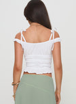 back view of model wearing Princess Polly Xavan Top White Short Sleeves straight 