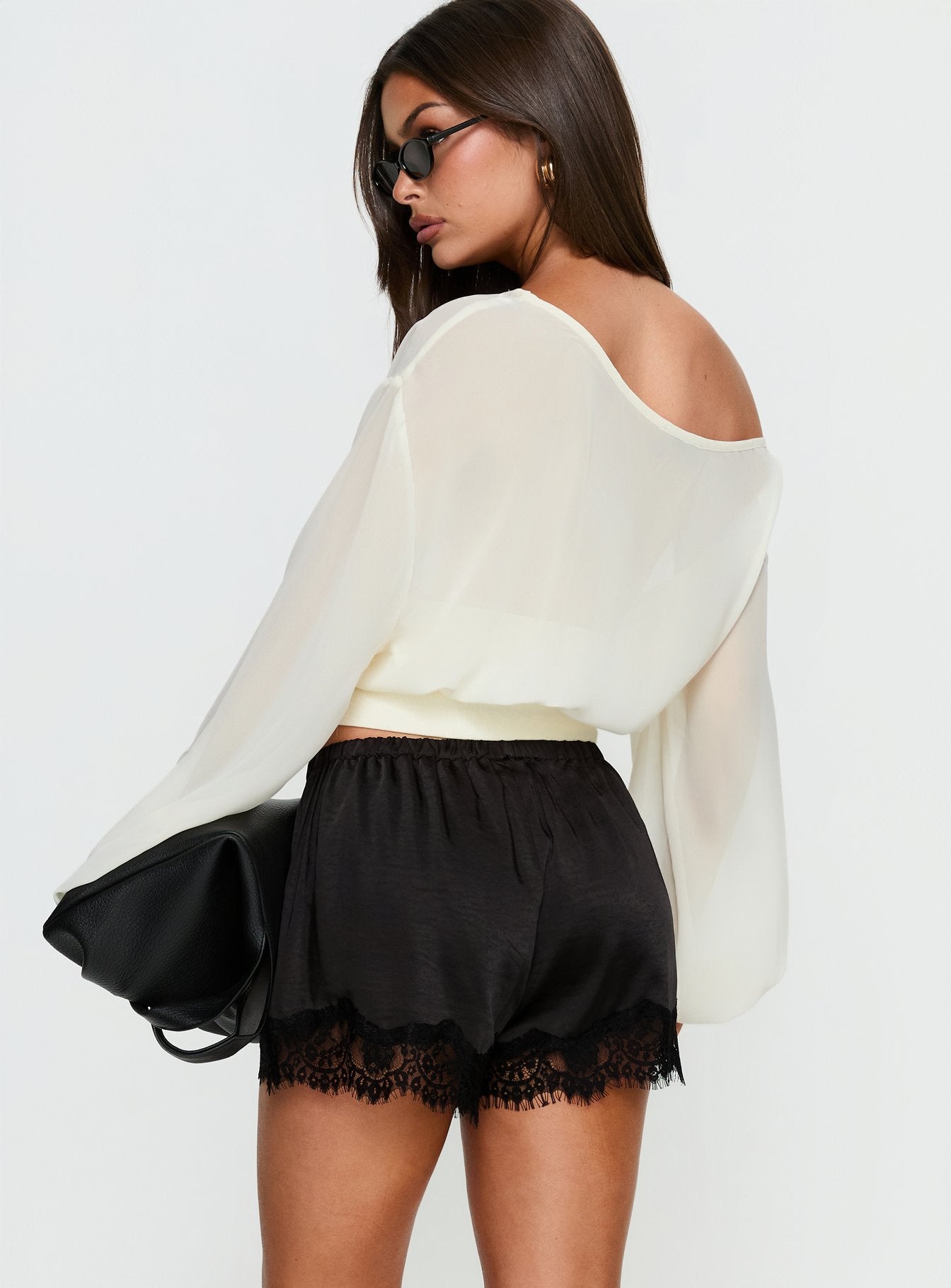 Parisse Satin Lace Trim Shorts | Black | Womens | Princess Polly Parisse Satin Lace Trim Shorts | Black | Womens | Princess Polly