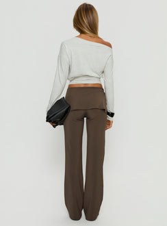 back view of model wearing Princess Polly Elka Wrap Trousers Truffle Mid Rise Pants 
