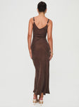 Maxi dress V neckline, adjustable straps, invisible zip fastening Non-stretch material, lined bust