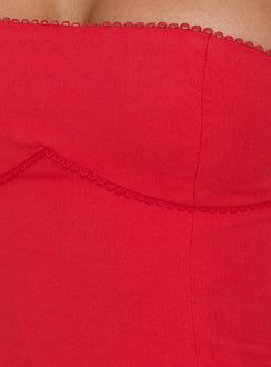 Austina Strapless Drop Waist Mini Dress Red