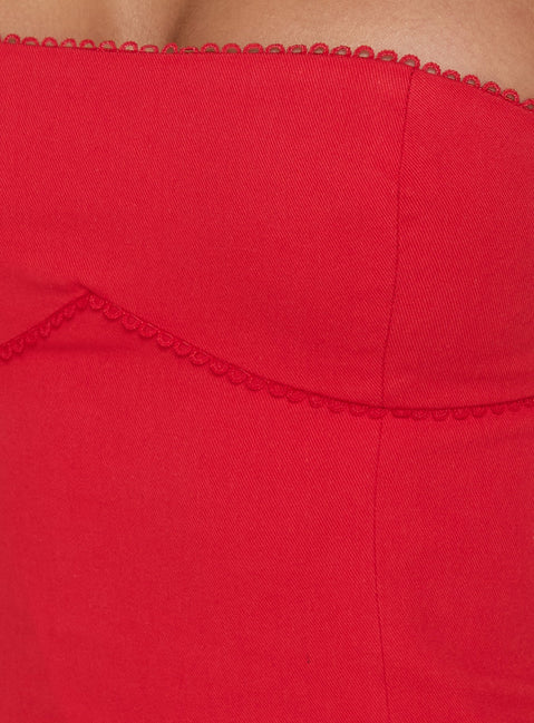 Austina Strapless Drop Waist Mini Dress Red