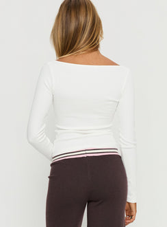 Keslie Long Sleeve Henley Top White