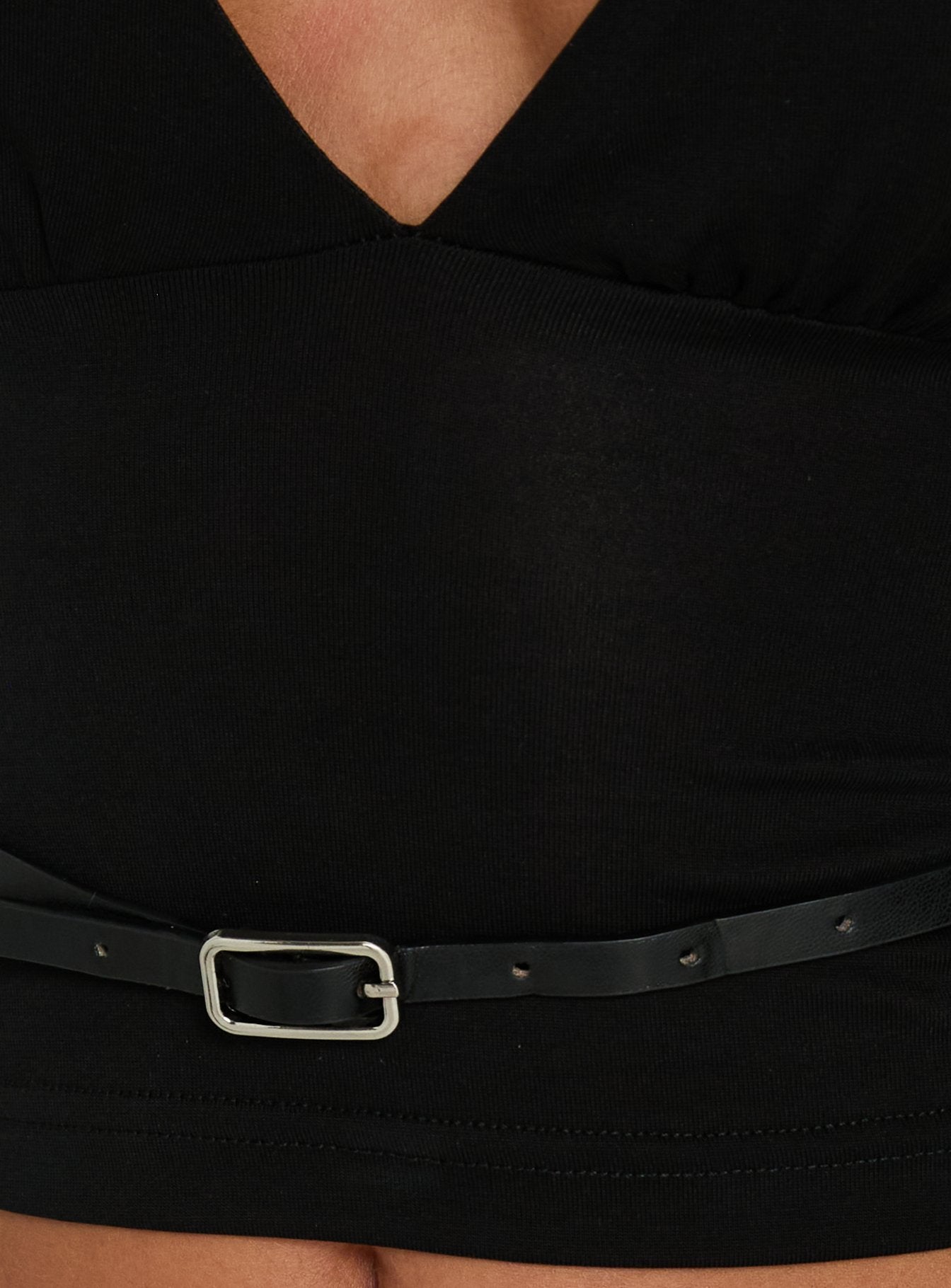 Vallentina V Neck Batwing Long Sleeve Top Black