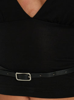 Vallentina V Neck Batwing Long Sleeve Top Black